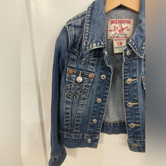 True Religion Denim Jean Jimmy Jacket Medium Wash Children’s XS Button Closure - Picture 3 of 6